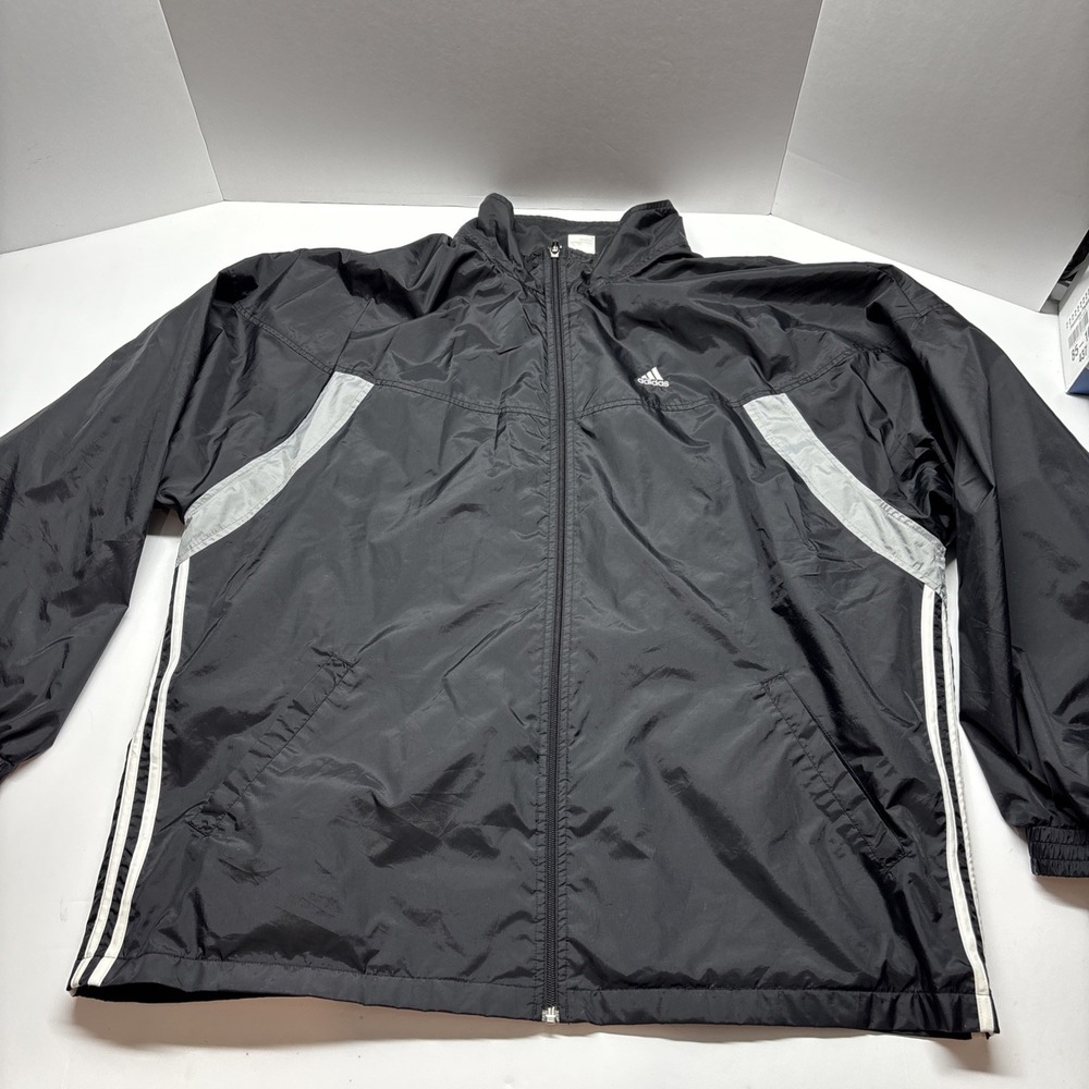Adidas‎ Black Reflective Zip-Up Windbreaker jacket XL